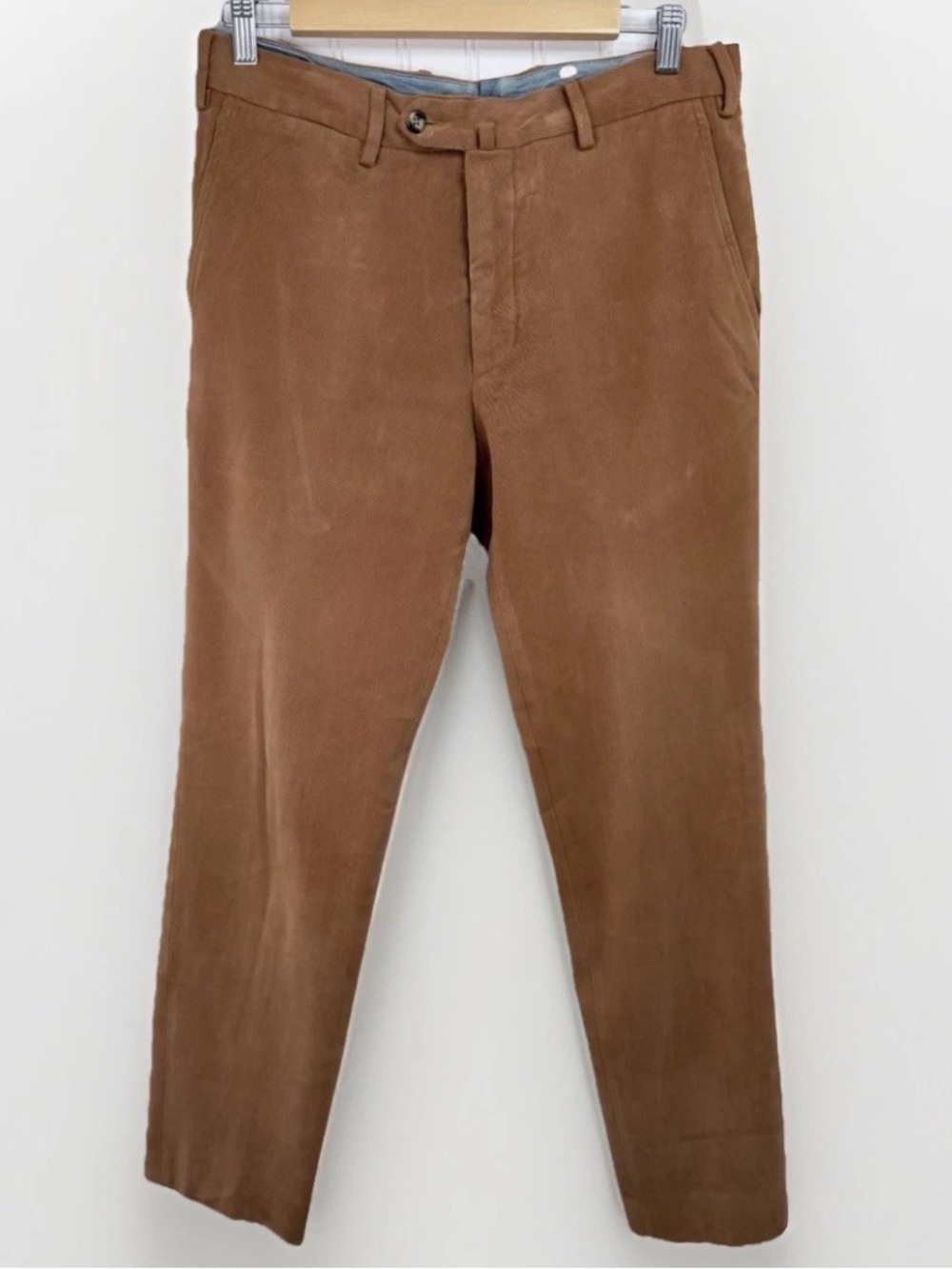 Made In Italy 100% Cotton Slim Fit Chinos Brown Button Fly EU 48 / US 33x27